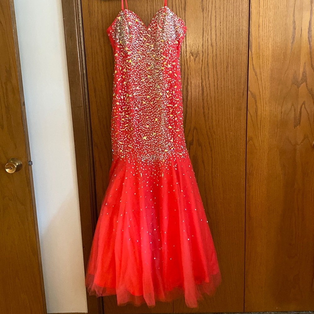 Pink beaded gown / worn once